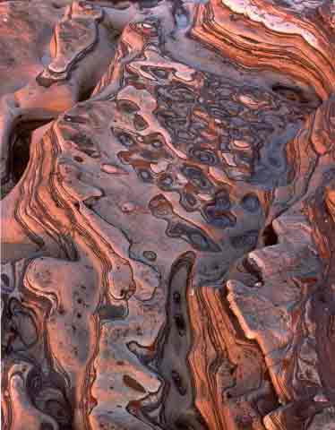 eroded rock at sunset 